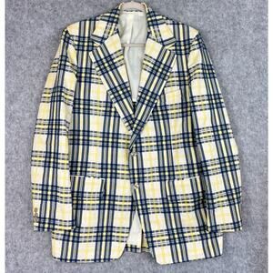 VTG Haspel Triminghams Bermuda Blazer Mens 42R Seersucker Plaid 2 Button USA